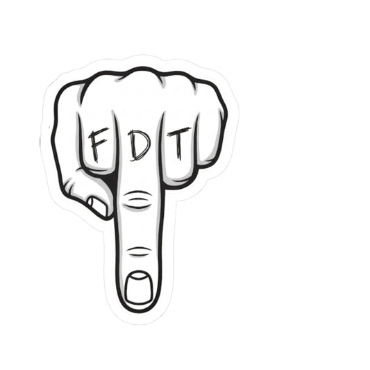 FDT Middle Finger Kiss-Cut Sticker — Edgy Protest Decal for Laptops, Water Bottles & Gear